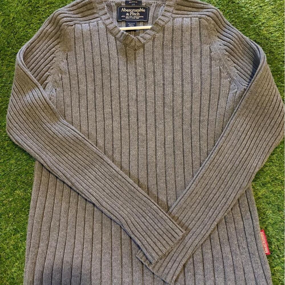 Abercrombie-fitch Men's Grey and Green Jumper